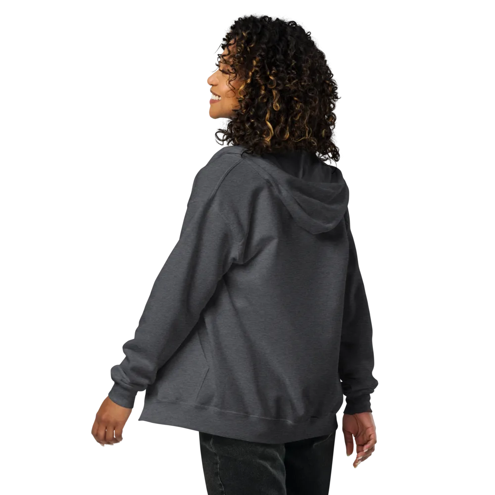 Sweat à capuche sombre à fermeture éclair, brodé blanc – Image 9