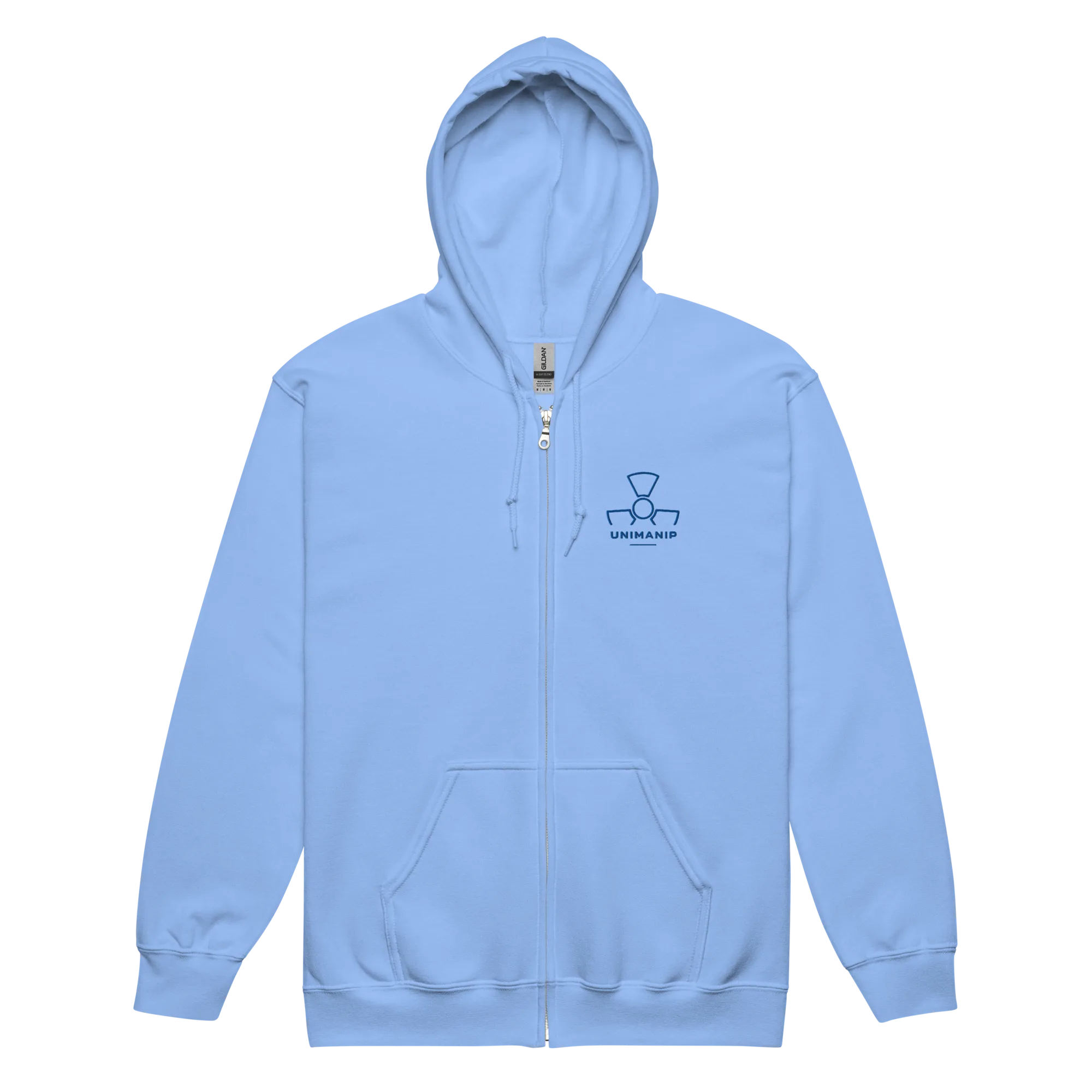 Sweat à capuche clair à fermeture éclair, brodé bleu foncé – Image 2