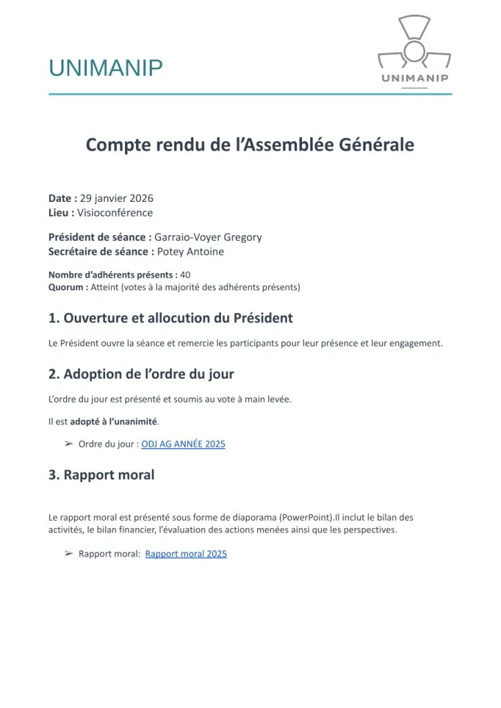 Compte rendu de l’Assemblée Générale